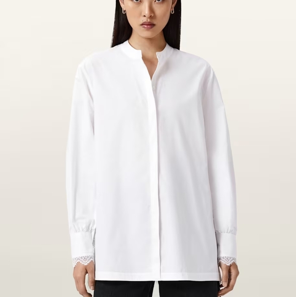 NWT All Saints Ethel Lace Trim Shirt